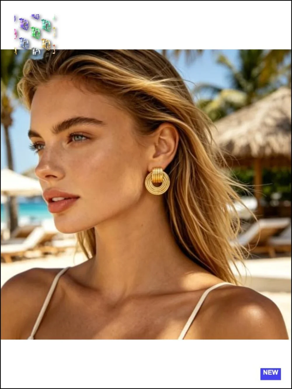 14K Gold Plated Textured Geometric Drop Earrings - Hypoallergenic Stainless